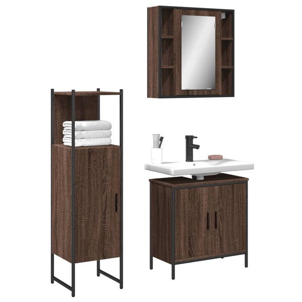 vidaXL Bathroom Cabinet Set Brown oak