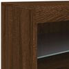 vidaXL Sideboard Brown oak Engineered wood, glass 56.1 x 14.6 x 26.4 in