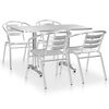vidaXL Dining Set Silver Aluminum 5 Piece Set Stackable