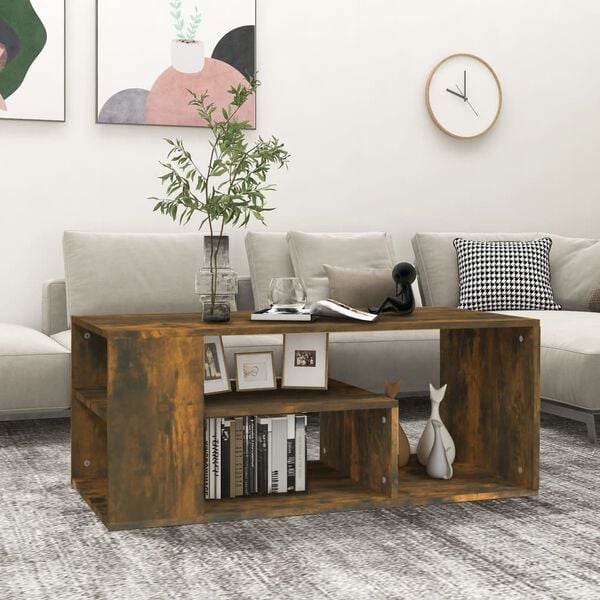 vidaXL Coffee Table Smoked Oak Engineered Wood 39.4x19.7x15.7 in