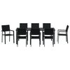vidaXL Garden Dining Set 9 pcs Black Powder-Coated Steel