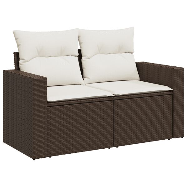 vidaXL Garden Sofa Set Brown PE rattan, powder-coated steel Large