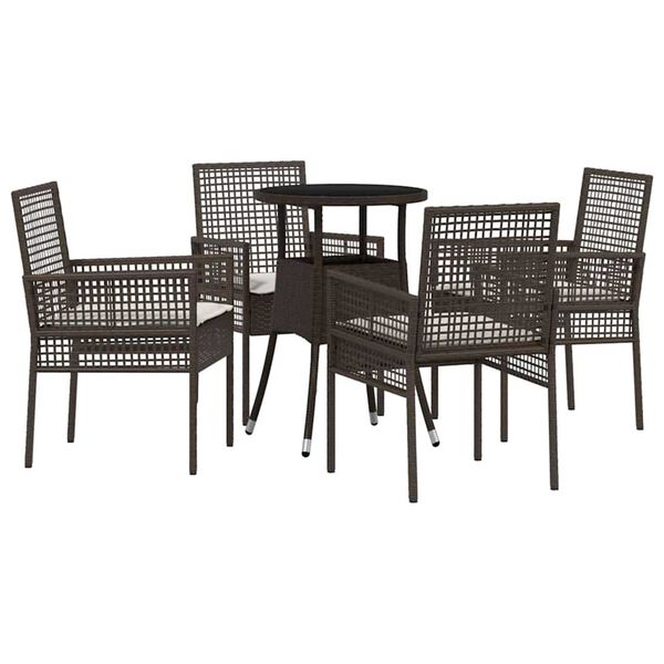 vidaXL Garden Dining Set 5 pcs Brown Poly rattan