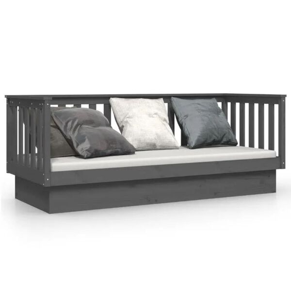 vidaXL Day Bed Gray Solid pine wood Twin