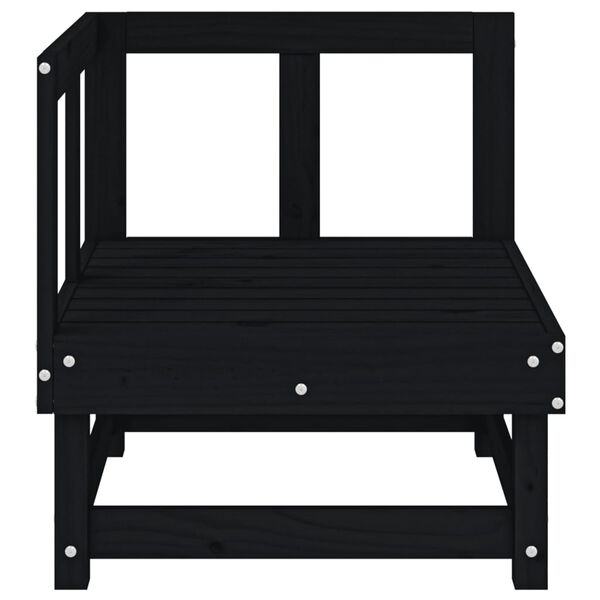 vidaXL Garden Corner Sofa Black Solid Pine Wood Standard Modular