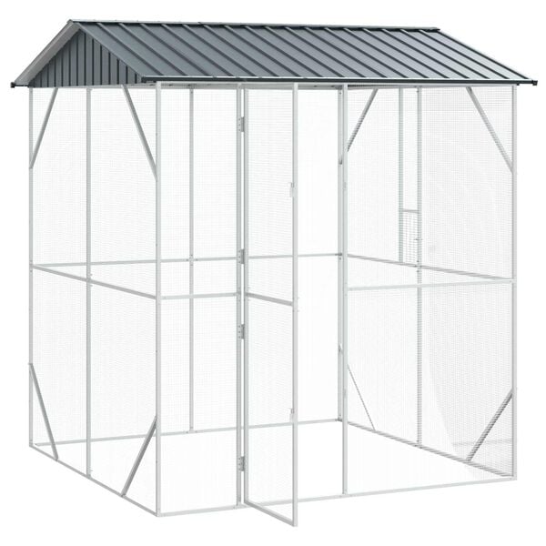 vidaXL Bird Cage Anthracite 84.65 x 81.89 x 97.24 in Galvanised Steel