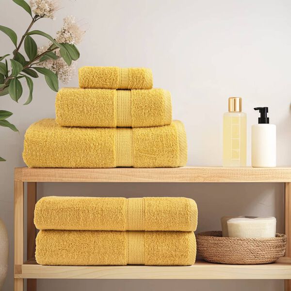 vidaXL Towel Set of 2 Gold 100% Cotton 39.4 x 78.7 in Cotton Towel