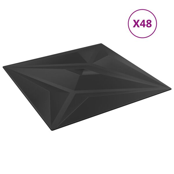 vidaXL Wall Panels 48 pcs Black 19.7"x19.7" XPS 129.2 ft&sup2; Star