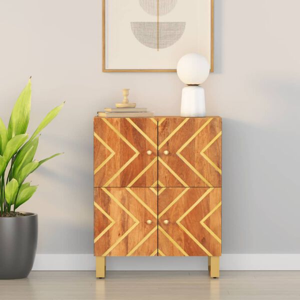 vidaXL Side Cabinet Brown and black Solid mango wood, MDF, iron