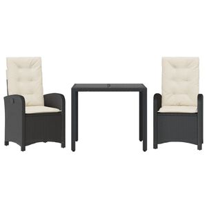 vidaXL Patio Dining Set Set of 8 Black PE rattan Standard