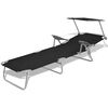 vidaXL Sunlounger Black Powder-coated steel Medium Foldable