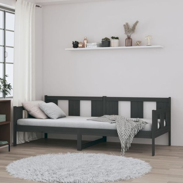 vidaXL Day Bed Grey Solid Pine Wood 31.5 x 79.0 in Convertible Design
