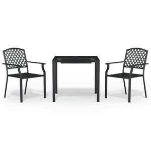 vidaXL Garden Dining Set Anthracite Powder-Coated Steel 3 Piece Set