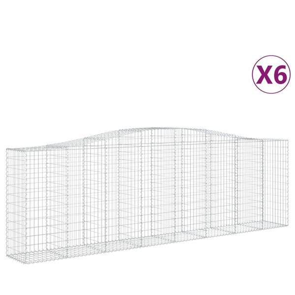 vidaXL Gabion Basket Set of 6 Silver Galvanized Iron Large