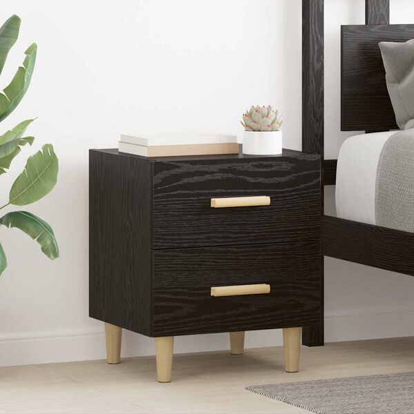 vidaXL Bed Cabinet Black oak 40 x 35 x 47.5 cm Engineered wood