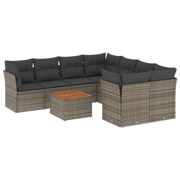 vidaXL Garden Sofa Set Grey PE Rattan Extra Large Modular
