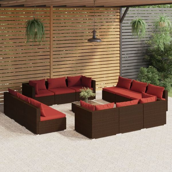 vidaXL Garden Lounge Set Brown PE rattan Large Modular