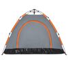 vidaXL Camping Tent 3-Person Gray and Orange Quick Release