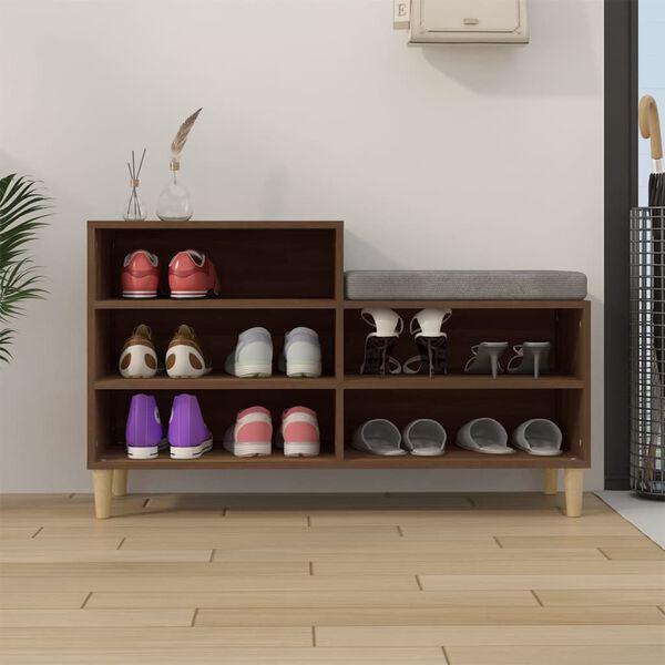 vidaXL Shoe Cabinet Brown Oak Engineered wood, Solid Eucalyptus wood