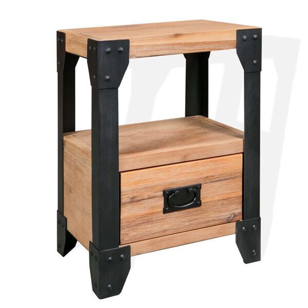 vidaXL Nightstand Brushed Acacia Wood Solid Acacia Wood