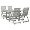 vidaXL Garden Dining Set Grey wash Solid acacia wood Large Foldable