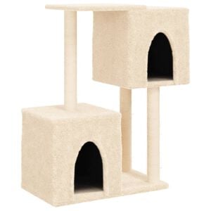 vidaXL Cat Tree Cream Engineered wood, Plush, Sisal Durable Cat Tree