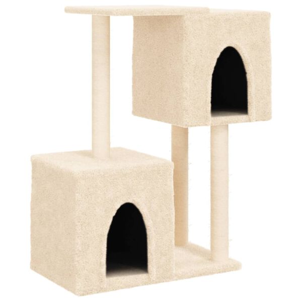 vidaXL Cat Tree Cream Engineered wood, Plush, Sisal Durable Cat Tree