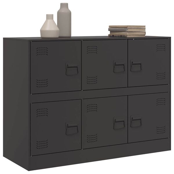 vidaXL Sideboard Black Cold-rolled steel Medium Sideboard Rectangular