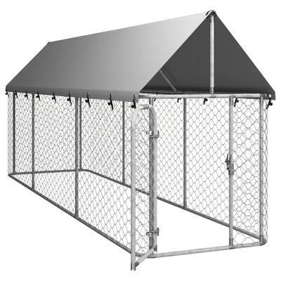 vidaXL Outdoor Dog Kennel with Roof 157.5"x39.4"x59.1"
