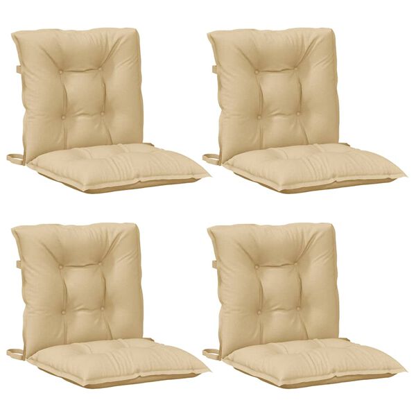 vidaXL Low Back Chair Cushion Set of 4 Melange Beige