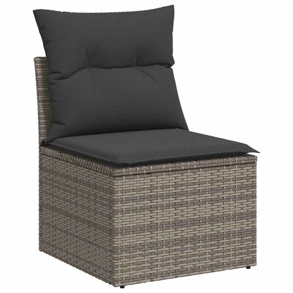 vidaXL Garden Sofa Set Gray, Dark Gray PE rattan Large Adjustable Feet