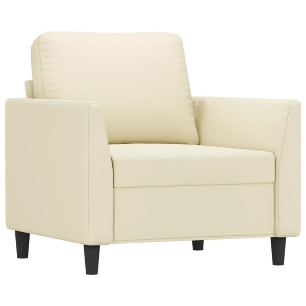 vidaXL Sofa Chair with Footstool Cream 23.6" Faux Leather