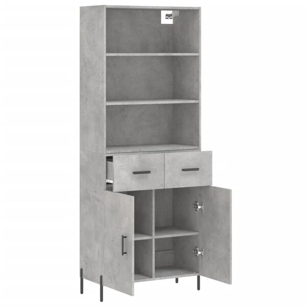 vidaXL Highboard Concrete grey Engineered wood, metal Medium Highboard