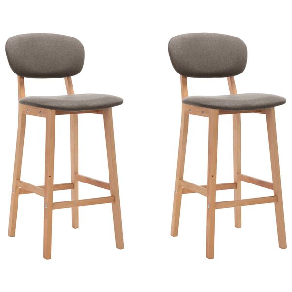 vidaXL Bar Chair Set of 2 Taupe 100% polyester, solid beech wood