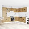 vidaXL Kitchen Cabinet Set Artisan Oak Engineered Wood and Glass