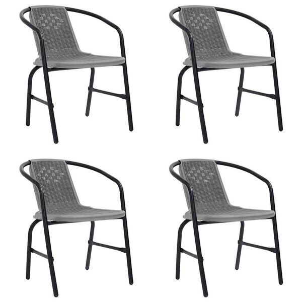 vidaXL Garden Chair Set of 4 Black Plastic rattan, steel Standard