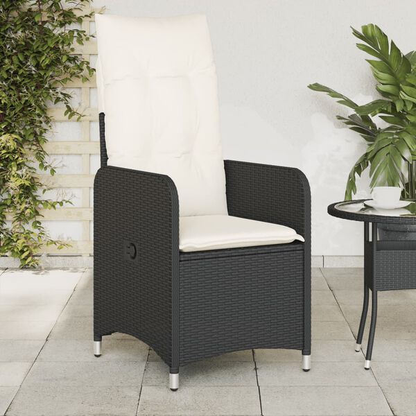 vidaXL Reclining Garden Chair Black, Cream White