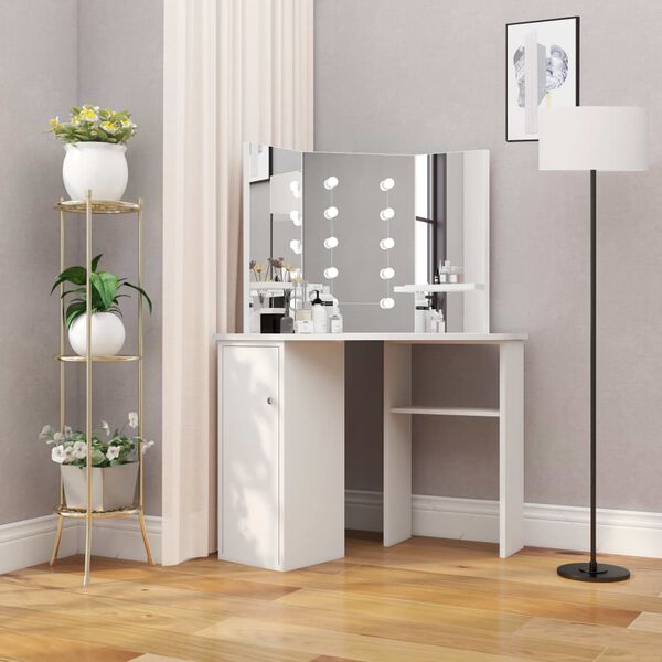 vidaXL Dresser White MDF Compact Dressing Table Rectangular Modern
