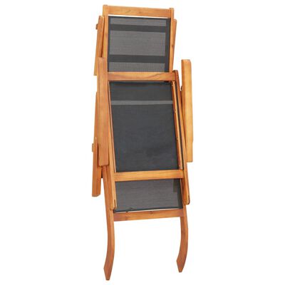 vidaXL Patio Deck Chair Solid Acacia Wood and Textilene