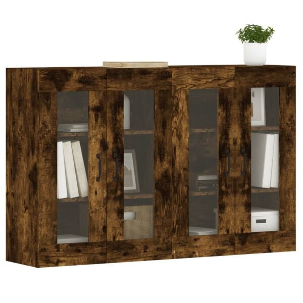 vidaXL Wall Mounted Cabinet Set of 2 Smoked Oak