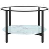 vidaXL Tea Table Black and White Marble Tempered Glass, Powder-Coated Iron