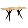 vidaXL Dining Table Natural, Black Rough Mango Wood, Powder-Coated Steel