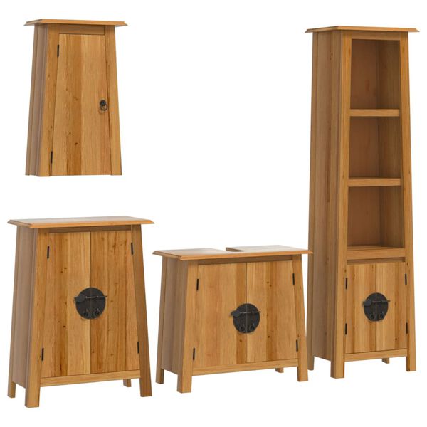vidaXL Bathroom Furniture Set Pine Solid pine wood Medium