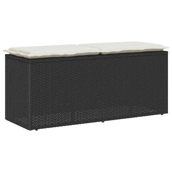 vidaXL Garden Bench Black Poly Rattan 43.3 in x 15.7 in x 17.3 in