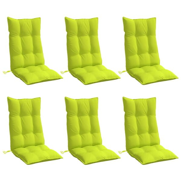vidaXL Highback Chair Cushion Set of 6 Bright Green
