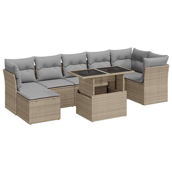 vidaXL Garden Sofa Set Beige, Light Grey