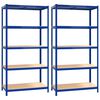vidaXL 5-Layer Shelves 2 pcs Blue Steel&Engineered Wood