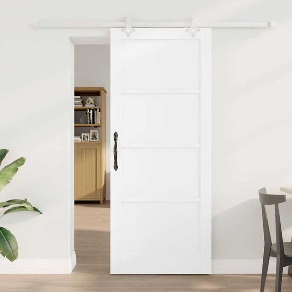 vidaXL Sliding Door White 32.68 x 79.53 in Solid Pine Wood