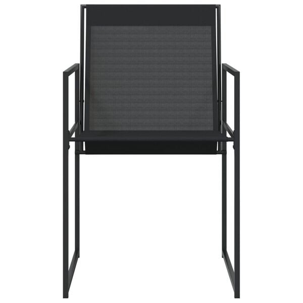 vidaXL Garden Chair Set of 4 Black Textilene fabric, Powder-Coated Steel
