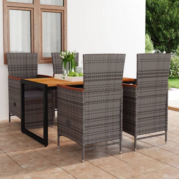vidaXL 5 Piece Patio Dining Set Gray